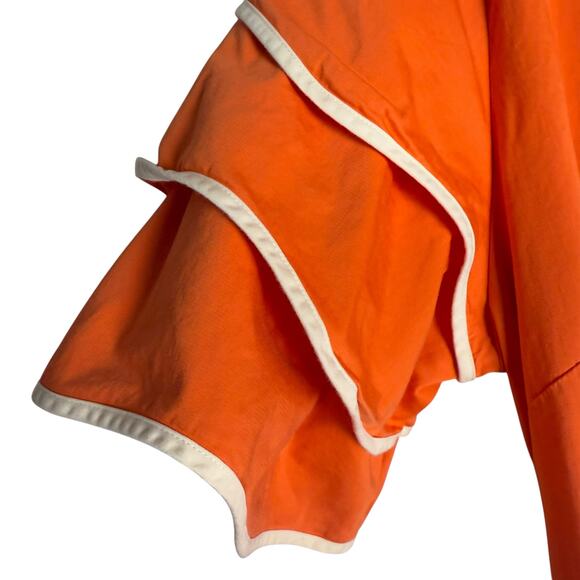 Alexis Rhodes Orange Short Sleeve Belted Tie Waist Midi Shirt Dress Size Large - Picture 8 of 16